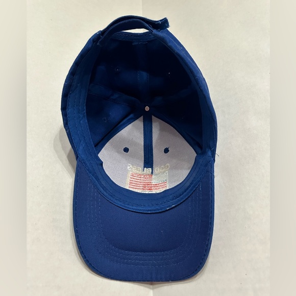 God Bless America Adjustable Blue Baseball Cap Embroidered American Flag - Picture 2 of 3